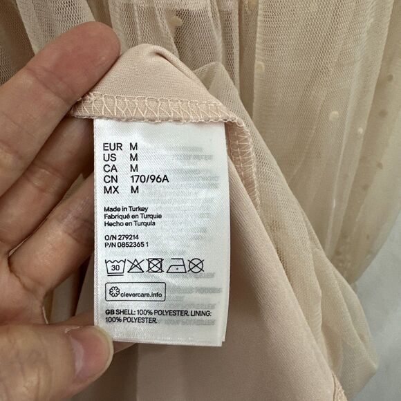 H&M Pink Swiss Dot Tulle Balletcore Romantic Semi-Sheer Dress Womens Size M - Picture 8 of 9